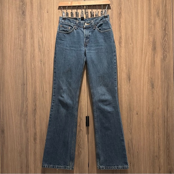 Y2K Vintage Levi’s 517 Low Rise Slim Fit Boot Cut Dark Wash Jeans Size 3 Jr - Picture 1 of 4